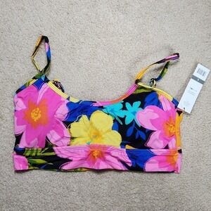 Sundazed Floral Print Gianna Midline‎ Top Swim Bikini Bralette Multicolor Size L
